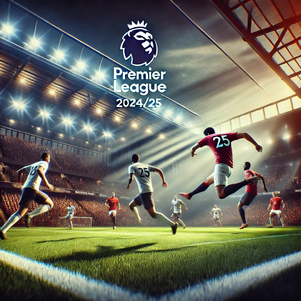 DALL·E 2024-10-24 17.31.52 - An intense Premier League football match scene, capturing the energy and competition of the 2024_25 season. The image should feature two teams competi