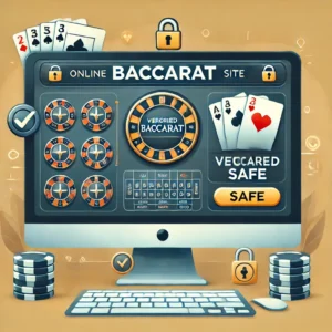 DALL·E 2024-11-11 15.13.33 - An illustration of a secure and verified online baccarat site interface on a computer screen. The interface should show baccarat game options with a '