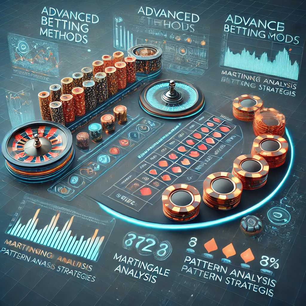 DALL·E 2024-11-13 14.56.54 - A baccarat strategy interface explaining advanced betting methods, including Martingale and pattern analysis strategies. The interface is designed for