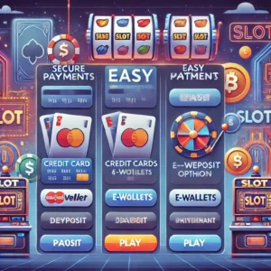 DALL·E 2024-11-30 11.26.03 - An illustration of a secure online slot website offering easy payment options, showcasing various slot machines with vibrant, eye-catching themes. The