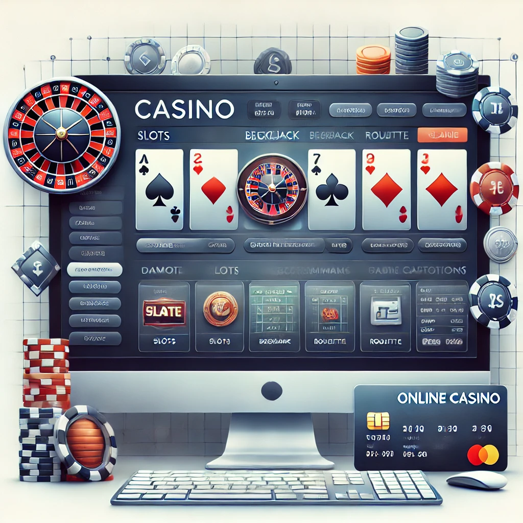 DALL·E 2024-11-30 11.31.00 - An illustration of a sleek and modern web-based casino platform, showcasing a variety of online casino games with seamless gameplay. The design should