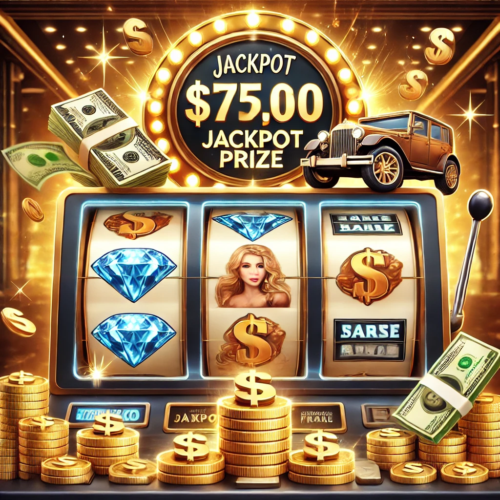 DALL·E 2024-12-02 10.45.37 - An engaging image of a jackpot slot machine scene, showcasing a massive jackpot prize display with animated gold coins and dollar signs flying out. Th