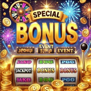 DALL·E 2024-12-05 10.27.00 - An illustrative scene of a special bonus event for slot games. The image features a large golden banner with 'Special Bonus Event' text, sparkling slo